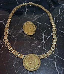 Collana e anello oro 18kt con le monete in 22kt