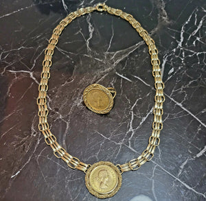 Collana e anello oro 18kt con le monete in 22kt